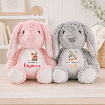 Personalised Sibling Bunny Animal Initial Gift, 3 of 4