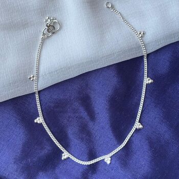 Sterling Silver Grape Summer Payal Indian Anklet, 5 of 5