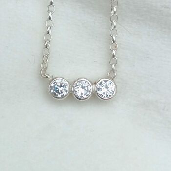 Three Diamond Bar Necklace, 2 of 5