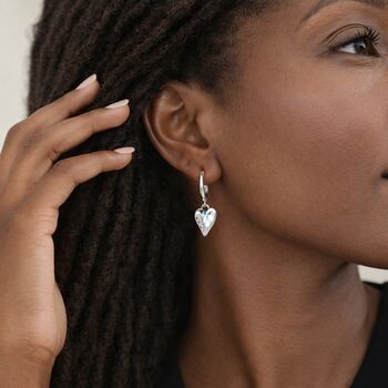 Silver Plated Open Hoop Heart Stud Earrings, 6 of 6