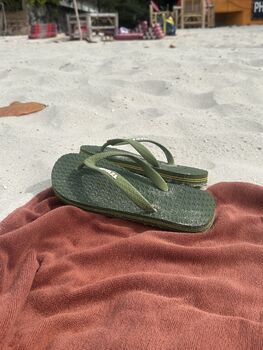 Earthy Green Natural Rubber Flip Flops, 10 of 12