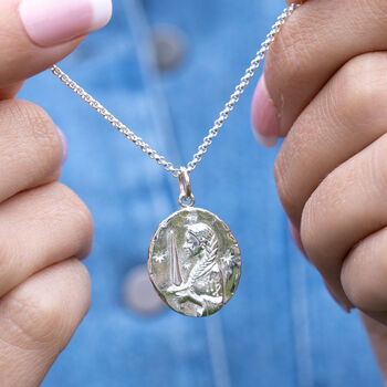 Engraved Sterling Silver Virgo Zodiac Necklace, 2 of 7