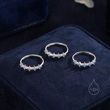 Sterling Silver Cz Hydrangea Half Eternity Ring, 3 of 12