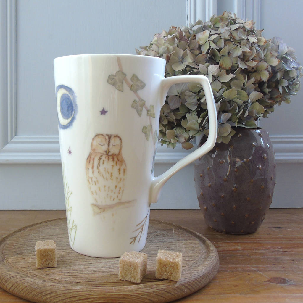 Bone China Tall Latte Owl Mug By Littlebirdydesigns