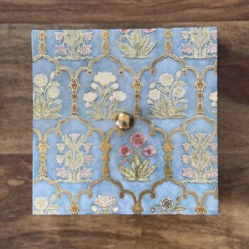 Jewellery Trinket Box, Lacquer Coated, Indian Print, 7 of 11