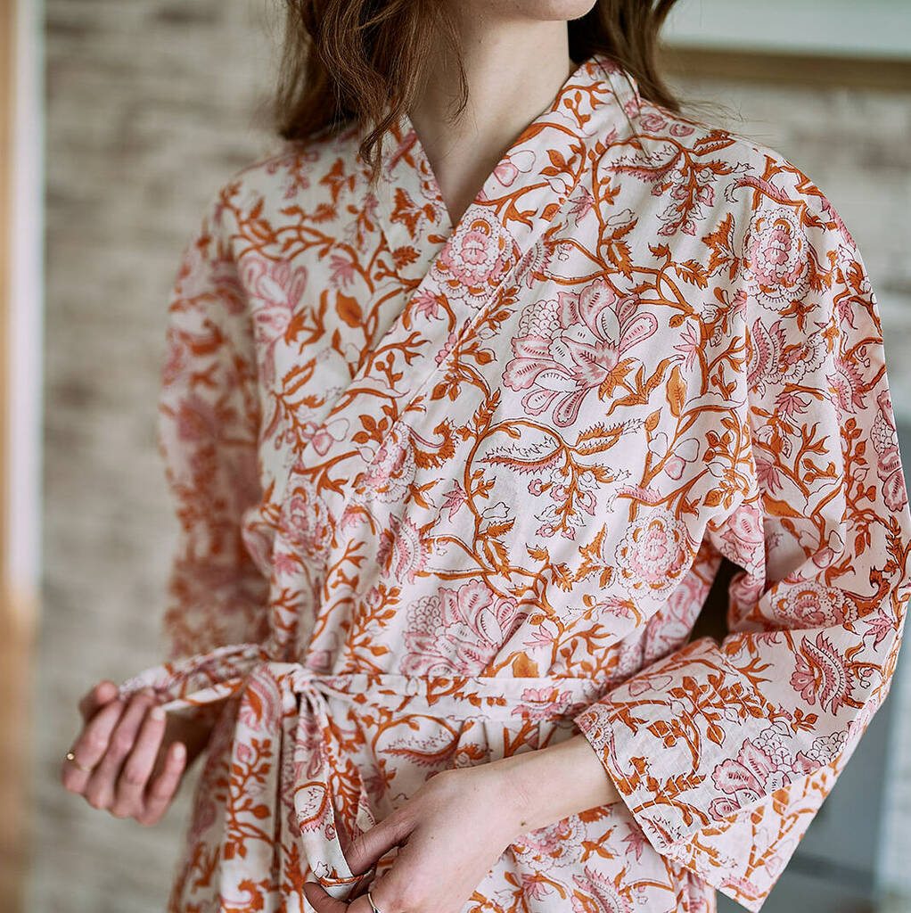 Orange And Pink Handmade Floral Robe, 1 of 10