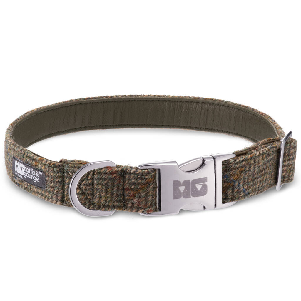 Chester's Country Green Harris Tweed Dog Collar, 1 of 5