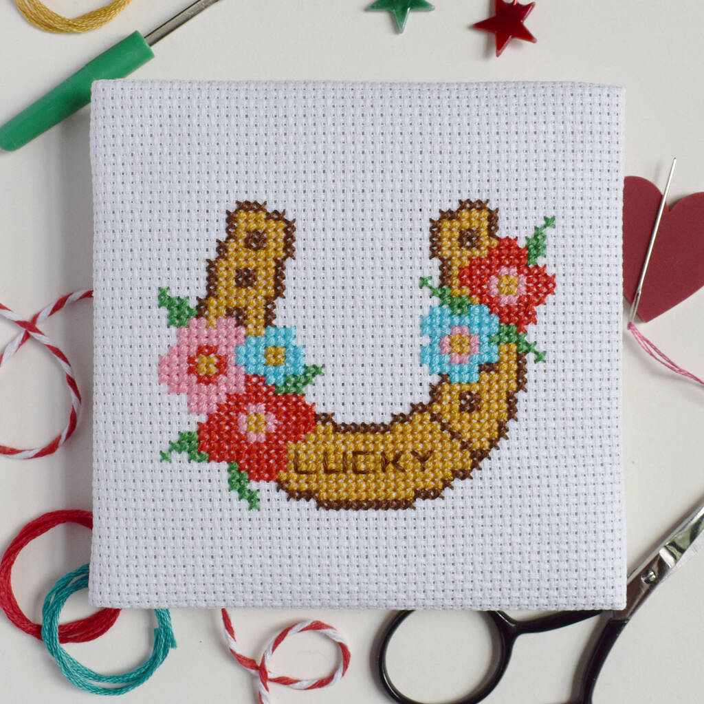 'Lucky Horseshoe' Mini Cross Stitch Kit, 1 of 3