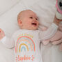 Personalised Rainbow Little Sister Brother Babygrow, thumbnail 1 of 2