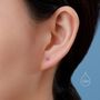 2mm Aquamarine Blue Cz Huggie Hoop Earrings, thumbnail 7 of 10