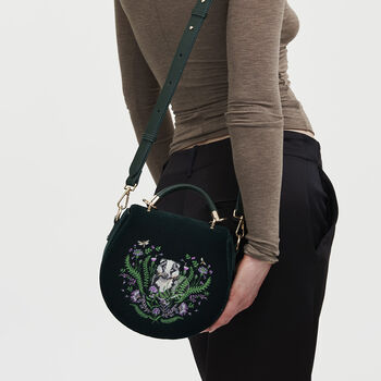 Badger Embroidered Green Top Handle Saddle Bag, 2 of 8