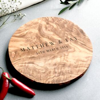 Personalised Wedding Gift Round Cheeseboard, 2 of 7