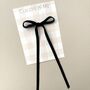 Black Velvet Long Tailed Hair Bow, thumbnail 1 of 4