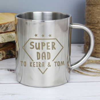 Personalised Super Dad Stainless Steel Mug, 3 of 3
