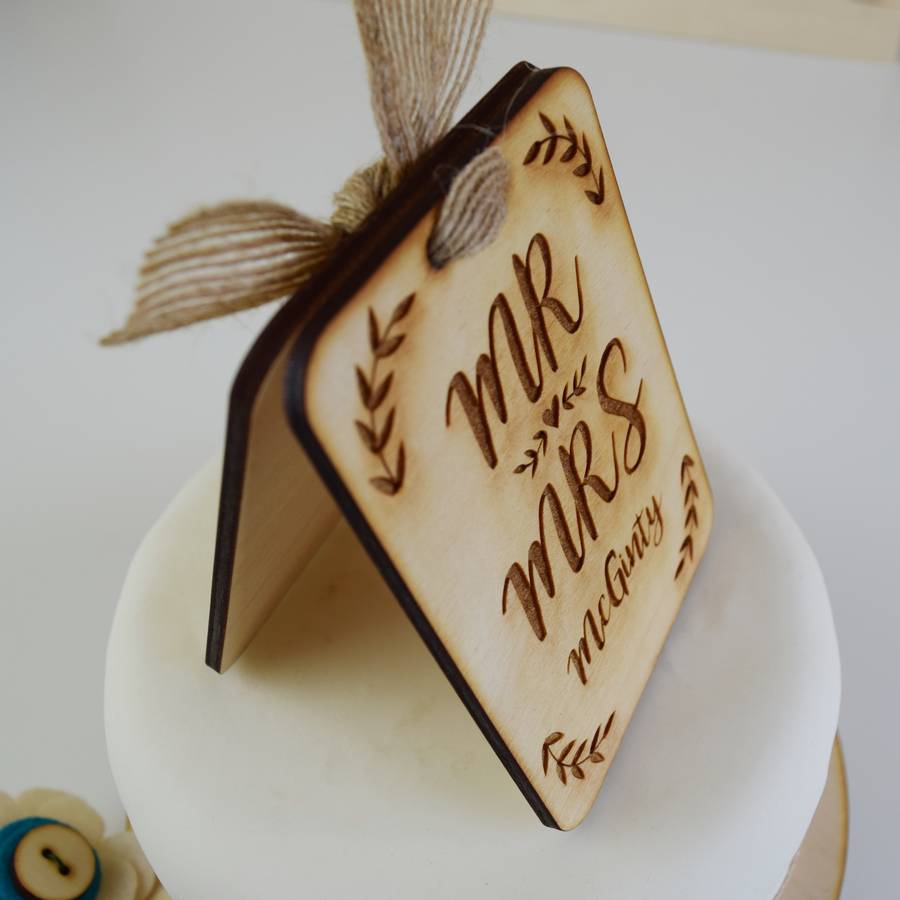 Personalised Wooden Wedding Cake Topper By just toppers