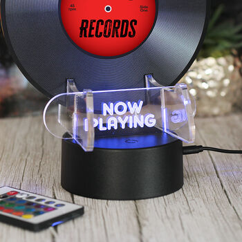 LED Light Up Now Playing Vinyl Record Display Stand, 3 of 6