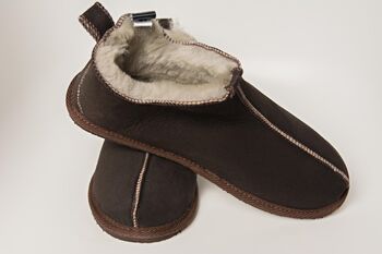 100% Natural Sheepskin Slippers Hard Sole In Brown, 6 of 6