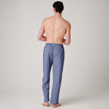 Men's 'Navy Paisley' Crisp Cotton Pyjama Trousers, 3 of 4