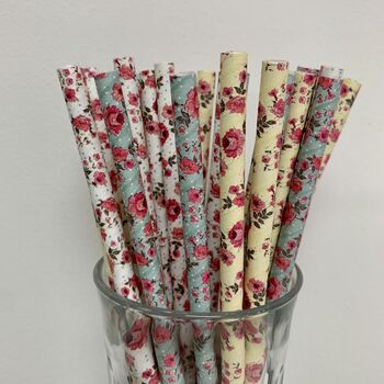 Vintage Flower Paper Straws Box Of 20 Eco Straws, 6 of 8