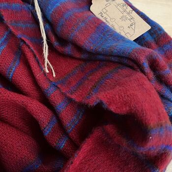 Soft Blanket Striped Cherry Red And Blue Sofa Throw, 4 of 9