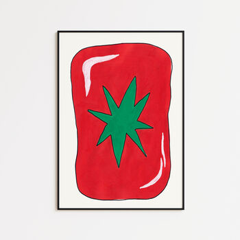 Wavy Tomato Art Print – Hand Drawn Abstract Fruit Illustration And Kitchen Wall Art, 5 of 6