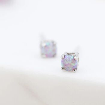 Cosmic Dust Opal Stud Earrings Sterling Silver, 2 of 10