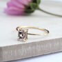 Agalia 9ct Rose Gold Emerald Cut Morganite Boho Ring, thumbnail 1 of 6