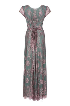 Longline Lace Dress In Moth And Pink, 3 of 3