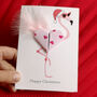 Flamingo Origami Heart Christmas Card, thumbnail 5 of 5