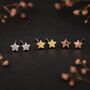 Silver And Gold Plated Triple Star Stud Earring Set, thumbnail 3 of 6