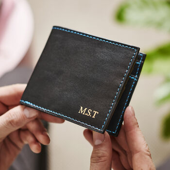 Personalised Leather Wallet With Contrast Stitch, 11 of 12