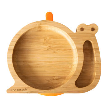 Bamboo Tableware Suction And Section Plate Snail Orange, 3 of 3