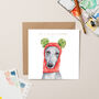 Greyhound In Wooly Hat Christmas Card With Gold Foil, thumbnail 1 of 4