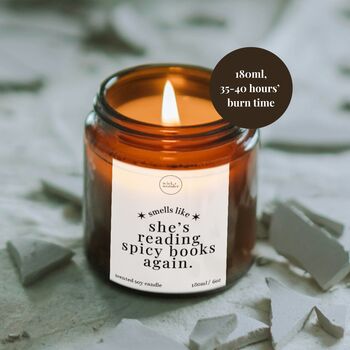 Reading Spicy Books Again Candle, Smutty Book Gifts, 2 of 11