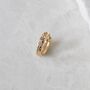 9k Solid Gold Diamond Starburst Huggie Hoop Earring, thumbnail 1 of 2