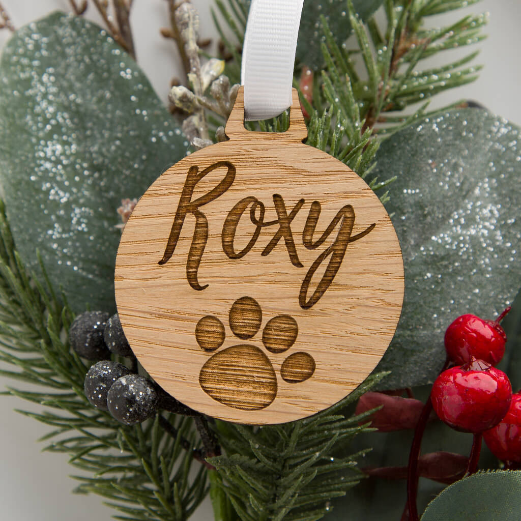 Personalised Pet Paw Christmas Bauble Decoration By The Laser Engraving ...