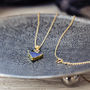 Blue Druzy And Sapphire Triangle Necklace, thumbnail 7 of 10