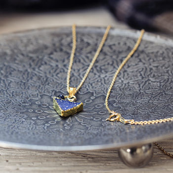 Blue Druzy And Sapphire Triangle Necklace, 7 of 10