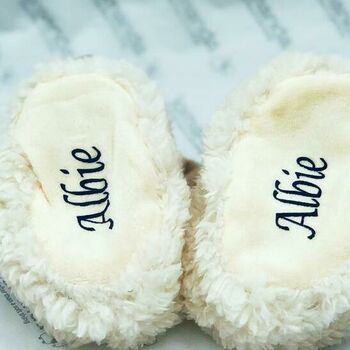 Sheep Baby Slippers, Personalised, 0 To Six Months, 3 of 5