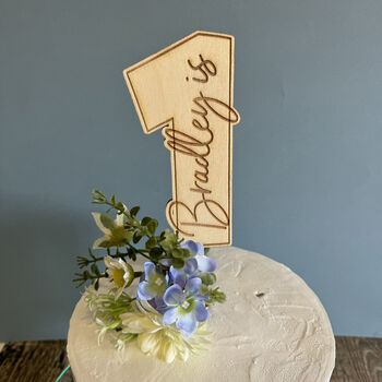 Personalised Wooden Number One Cake Topper 1st Birthday, 4 of 4