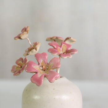 Handmade Ceramic Primrose Flower Stems Set | Fuchsia Pink, 4 of 8
