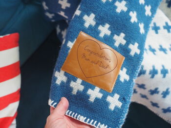 Crosses Throw With Personalised Leather Patch, 3 of 7