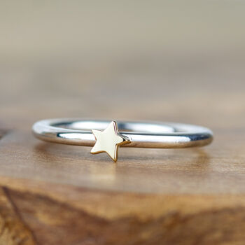 Silver Moon And Gold Star Stacking Ring Set, 2 of 6