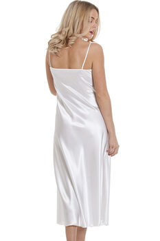 British Made White Long Satin Nightdress With Deep Lace Detail Ladies Size 8 To 28 UK, 3 of 3