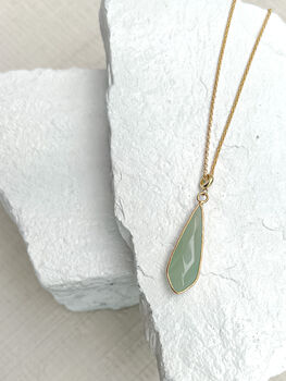 Aventurine Droplet Necklace Real 18k Gold Plated, 3 of 6