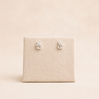 Sterling Silver Sitting Cat Stud Earrings, 4 of 8