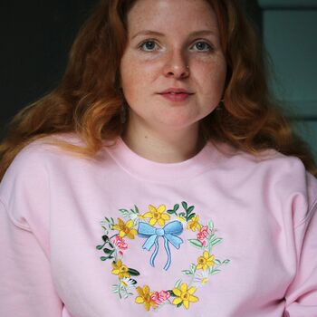 Spring Embroidered Wreath Sweater, 3 of 8