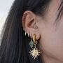 18k Gold Plated Filled Celestial Sun Statement Earrings, thumbnail 9 of 12