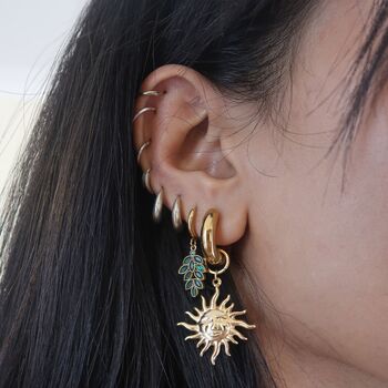 18k Gold Plated Filled Celestial Sun Statement Earrings, 9 of 12