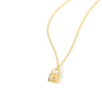 Gold Plated Cz Padlock Initial Pendant Necklace, 3 of 5